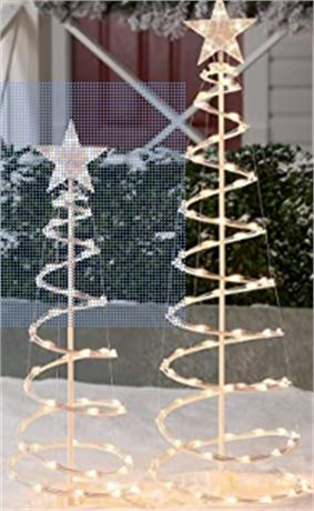 Holiday Time Light Up Spiral Trees, Multi-Color LED Lights, 4 ft and 3 ft