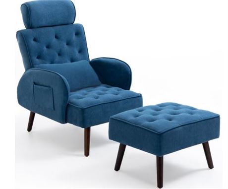 ComAVAWING Accent Chair with Ottoman, blue