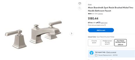Moen Boardwalk Spot Resist Brushed Nickel Two-Handle Bathroom Faucet