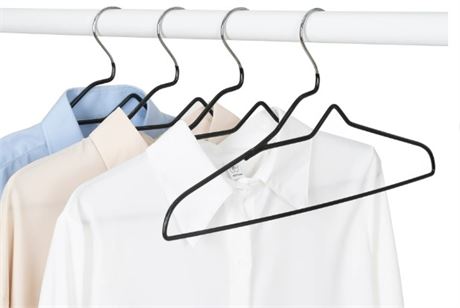 BHG Non-Slip Clothes Hangers, 10 Pack, Black, Rubberized Chrome