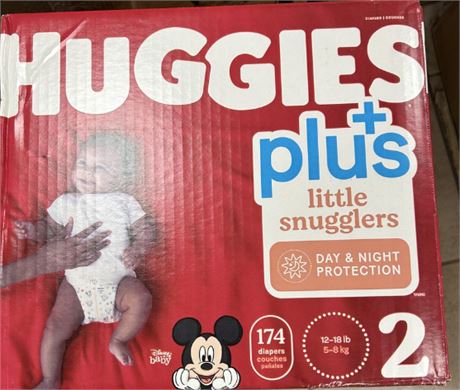 Huggies   53855 Little Snugglers Wetness Indicator Soft Diapers - Size 2, 174 C
