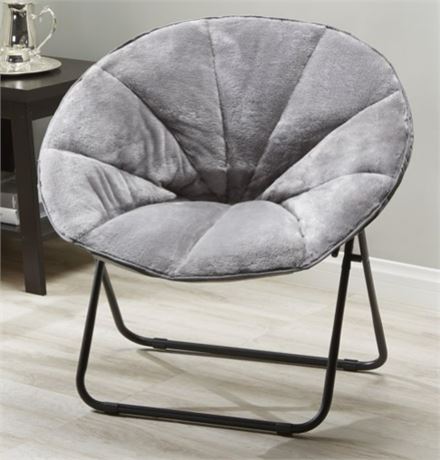 Mainstays Blair Plush Faux-Fur Kids Saucer Chair, gray
