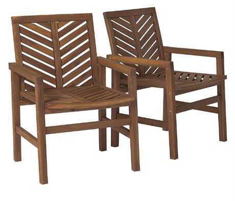 Set of 2 Walker Edison Acadia Outdoor Chairs, Dark Brown