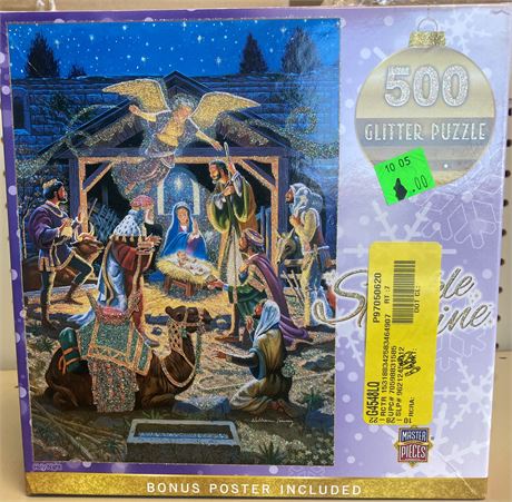 Sparkle Shine Holy Night Nativity Scene 500 pc puzzle