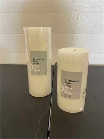 LOT of (2) Unscented Pillar Candle's, White