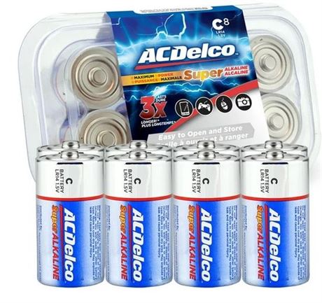 ACDelco C Cell Batteries, Super Alkaline C Battery, 8-Count