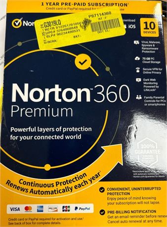 Norton   360 Premium, Antivirus Software for 10 Devices, 1 Year Subscription,