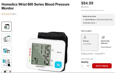 Homedics 600 series upper arm blood pressure monitor