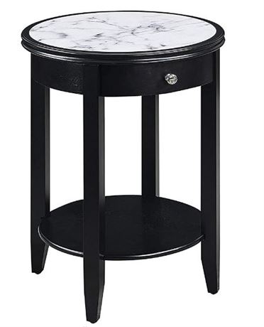 Convenience Concepts American Heritage Baldwin End Table with Drawer, White Marb