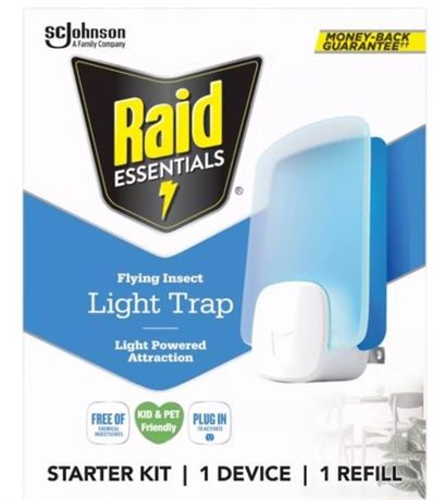 Raid   Essentials Flying Insect Light Trap Starter Kit, Electric Flying Insect T