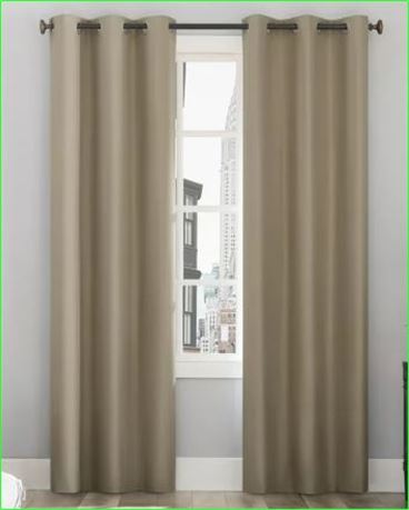 (2) Sun Zero Cyrus Thermal 100% Blackout Grommet Curtain Panel, 40x84, Stone
