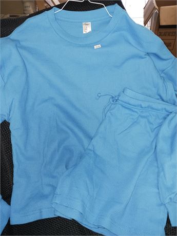 Lissome Lounge Pajamas Thermal, Blue with Shorts Size X-Large