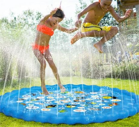 68" Splash Pad, Sprinkler for Kids, Water Outdoor Swimming Pool Splash Play Mat