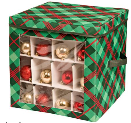 Honey Can DO Very Merry Plaid Ornament Storage Cube,