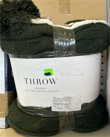 Fazda Throw, 50"x60, green/white