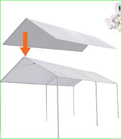 Carport Canopy Cover 10 x 20 REPLACEMENT Cover Tarp & Ball Bungees