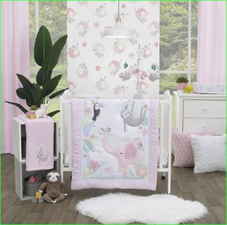 Little Love by NoJo Tropical Garden 3-Pc  Pink Jungle Animals