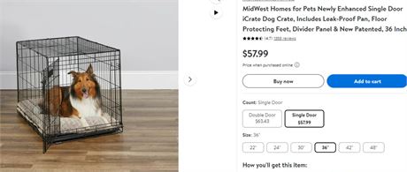 MidWest Homes for Pets Newly Enhanced Single Door iCrate Dog Crate, Includes Lea