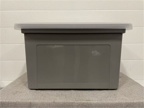 (1) Plastic File Box, Gray Body