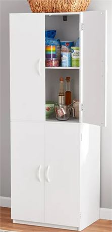 Mainstays 4-Door 5-Foot Storage Cabinet with Adjustable Shelves, White Stipple