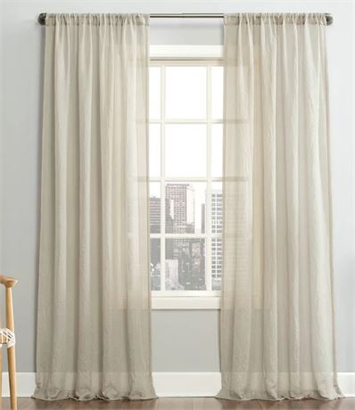 (2) Mainstays Linen Textured Semi-Sheer Rod Pocket Curtain Panel, 50x84, Stone