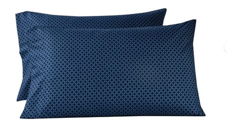 Mainstays Ultra Soft High Quality Microfiber Pillowcase Set, Std/Queen, Navy Geo