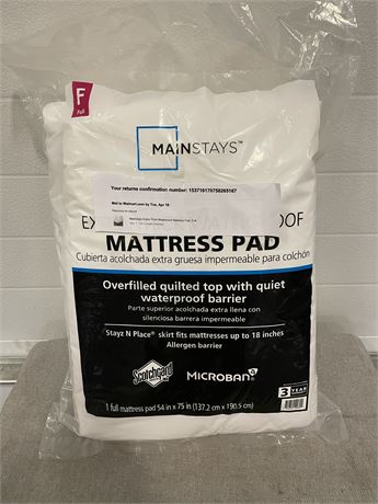 Mainstays Extra Thick Waterproof Mattress Pad, Full