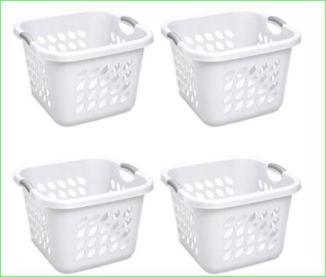 Sterilite 1.5 Bushel Ultra Square Laundry Basket Plastic, White, Set of 4