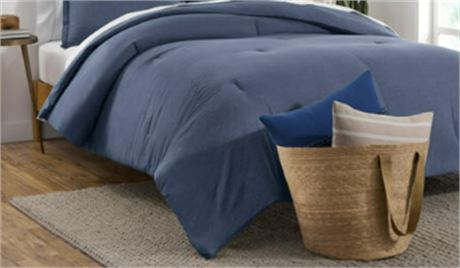 Gap Home Washed Denim Organic Cotton Comforter set, TWIN, Blue