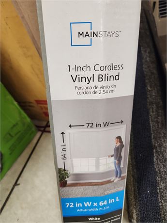 Mainstays 1" Cordless Vinyl Blind 72"x 64"