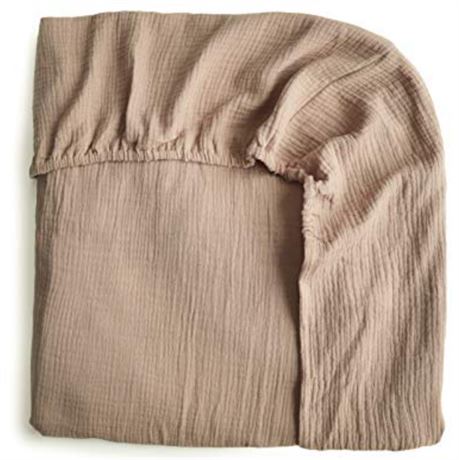 Mushie Extra Soft Muslin Mini Cribe Sheet, Beige