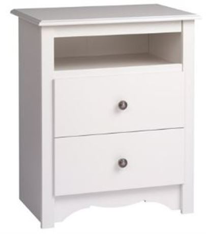 Prepac Monterey Tall 2 drawer Night Stand with Shelf, white