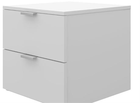 Hillsdale Furniture Modern 2 drawer Nightstand with USB, Matte White with Silver