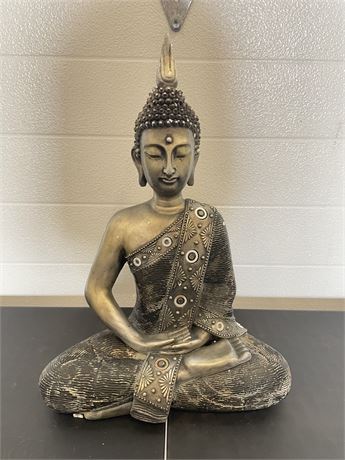 12 x 16 Brass Polystone Meditating Buddha Sculpture