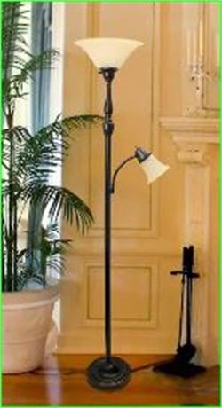 Elegant Designs 2 Light Floor Lamp w/ White Marble Glass, Restoration Bronze