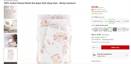Premium Flower Bunch 4 Piece Flannel Bed Sheet Set, King, Pink