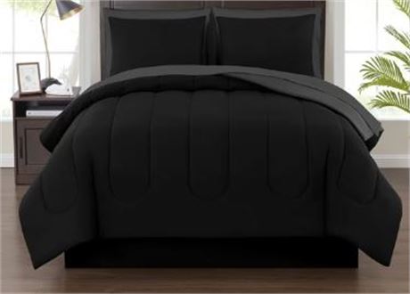 Mainstays 6 piece Complete bedding set, black, twin
