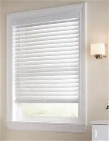 Lot of (2) 28.5"x48" Cordless Faux Wood Blinds, white,