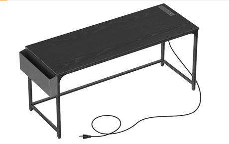 Rolanstar Computer Desk w/Power Outlet, 63", black