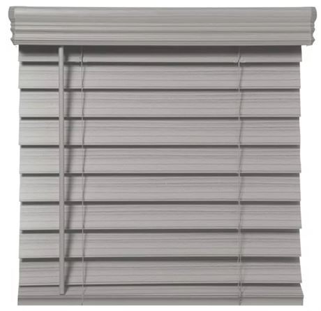 2.5 inch Cordless Faux Wood Blinds, 41x64, Graystone