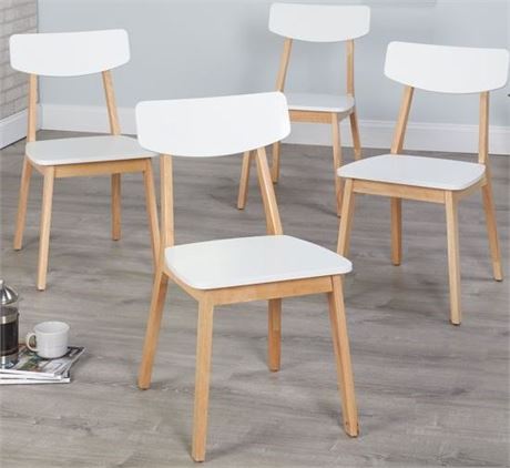 TMS Modern Dining Chairs, Set of 4, White/Natural