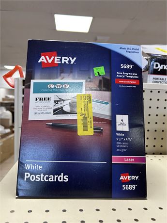 Lot of (TEN) Packs of Avery White Postcards, 200 cards/ea pack