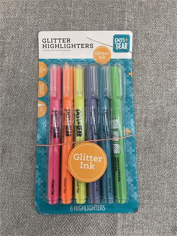 Pen+Gear Glitter Highlighters, 6 Count