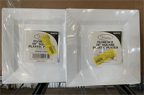 (2) Visions Florence 10" sq plastic plates (10 per pack)