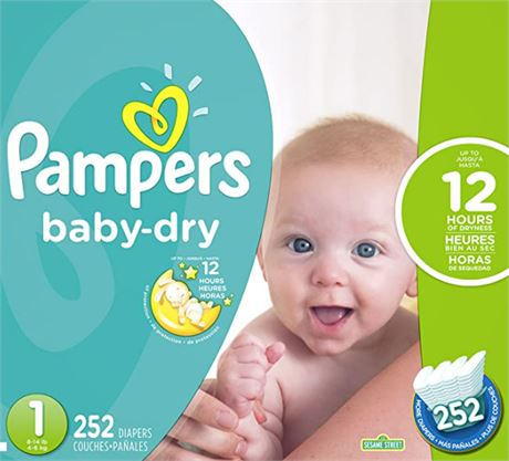 Pampers Baby Dry, Size 1, 252 count