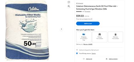 Melatonin 50 lb bag of diatomaceous filter media