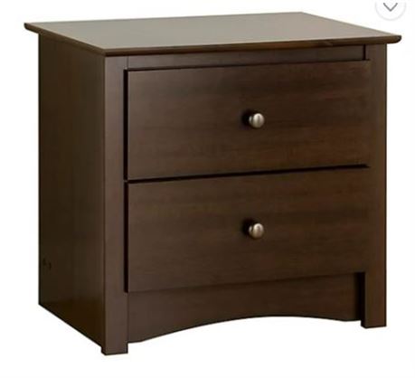 Lot of (TWO) Prepac Tall 2 Drawer Nightstands, Espresso