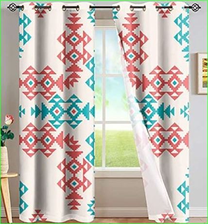 (4) Aztec Panel Pair Curtains, 63in