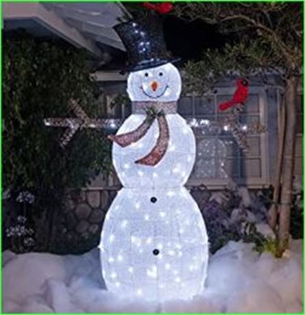 Alpine  50 x 14 x 74 Light-up Mesh Snowman Holiday Statue, White
