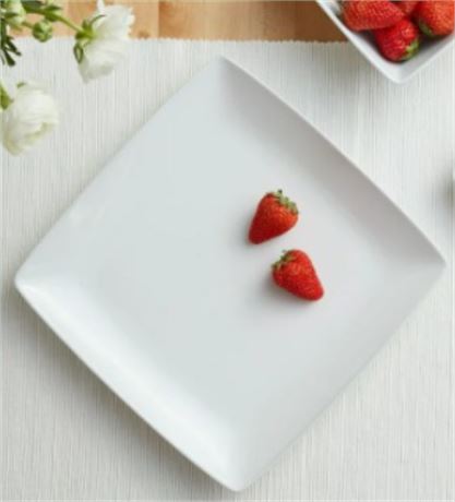 (5) Better Homes & Gardens Loden Porcelain Square-Shaped Dinner Plate, White